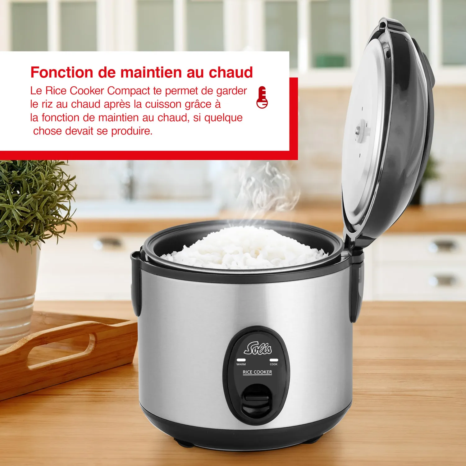 Solis 978.08 cuiseur à riz vapeur 350W antiadhésif 4 tasses