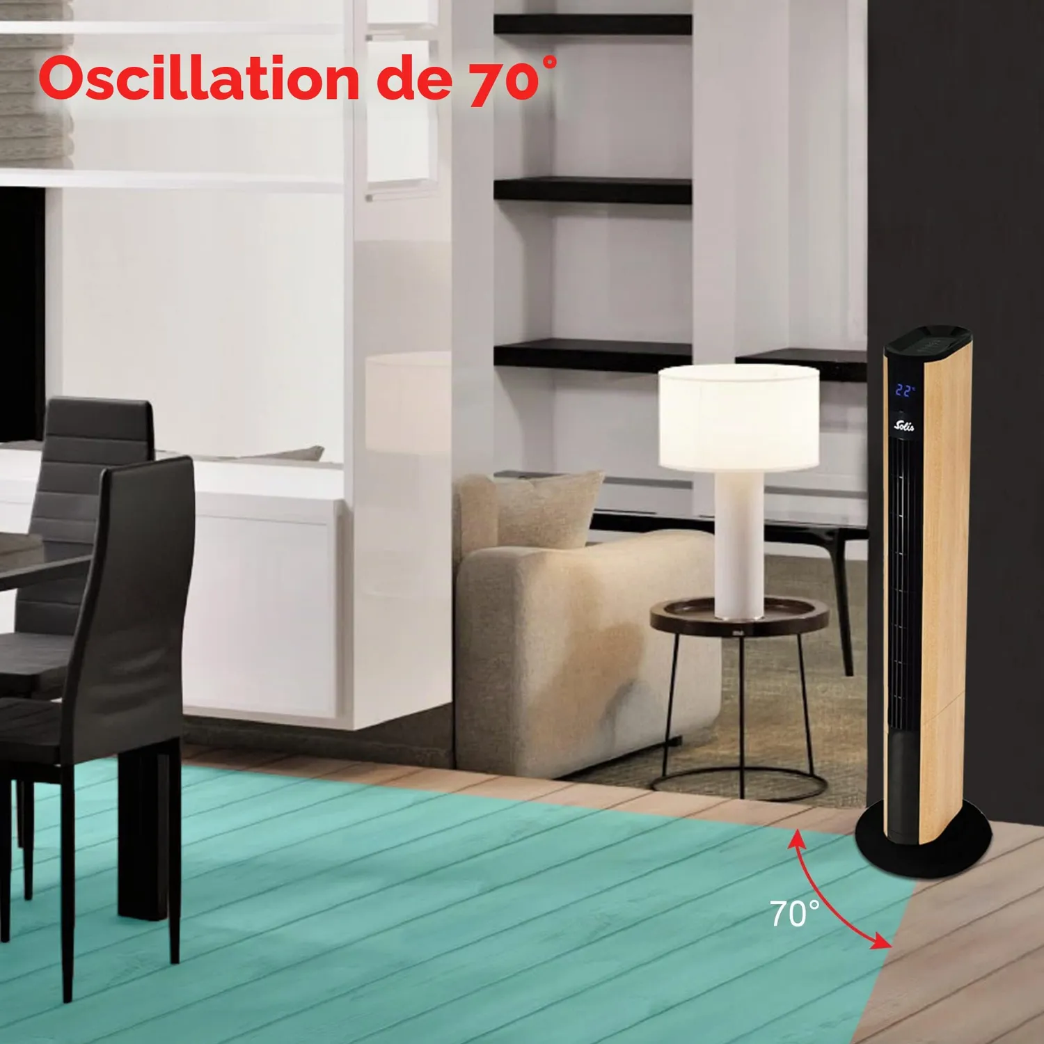 Solis Easy Breezy 757 ventilateur tour 96 cm effet bois