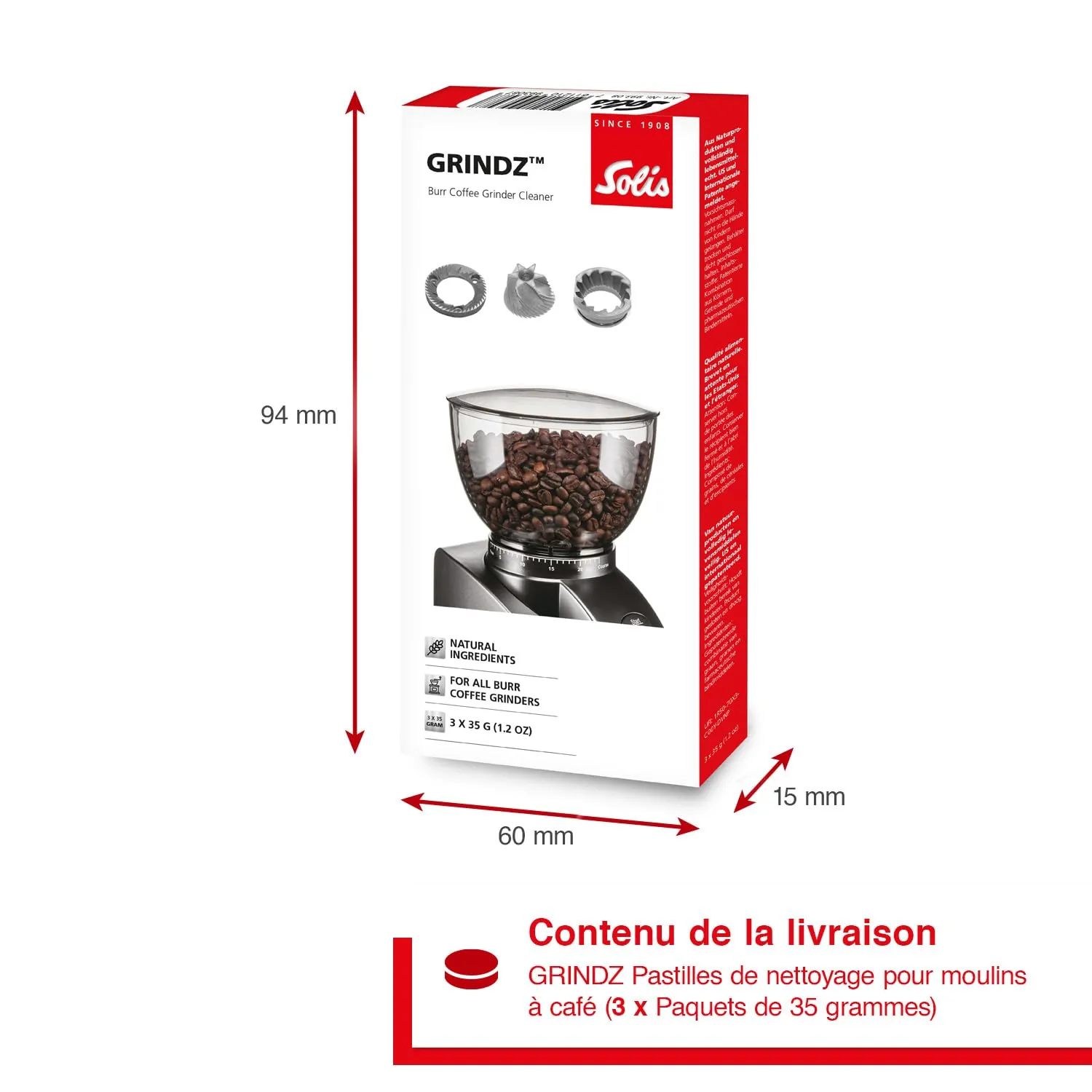 Solis Grindz 993.08 nettoyant moulin café naturel