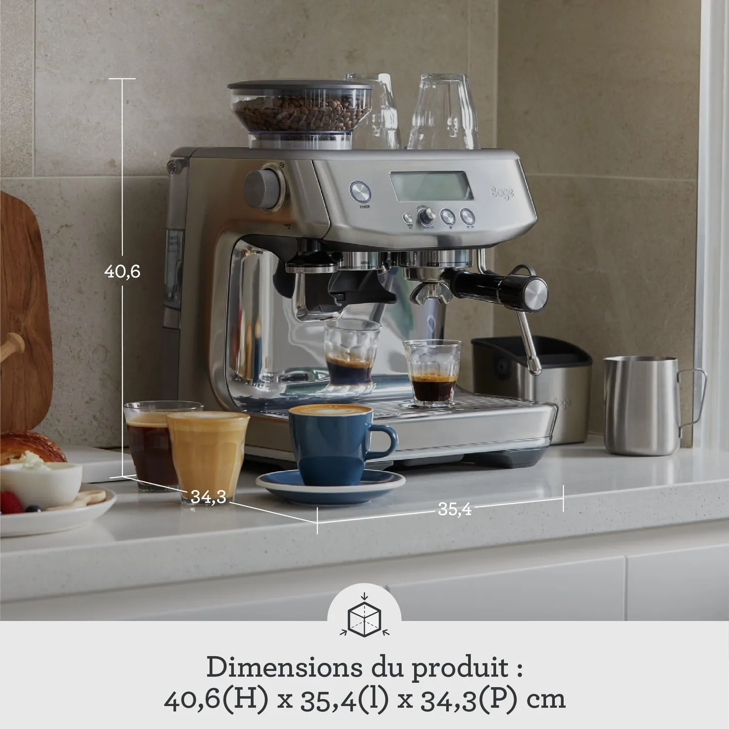 Sage Barista Pro SES878 machine expresso truffe noire moulin