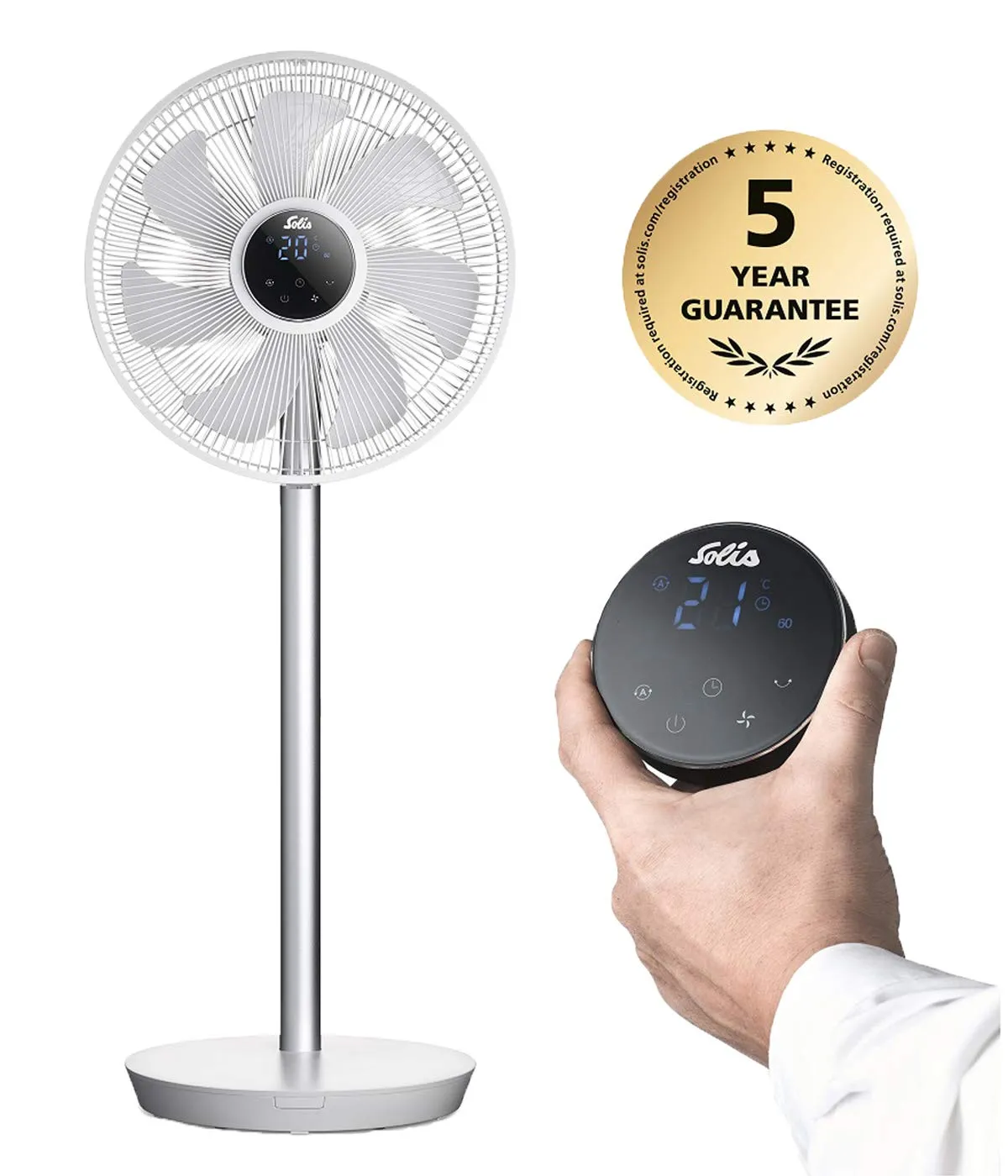 Solis Silent Eco 7584 ventilateur sur pied gris 8 vitesses