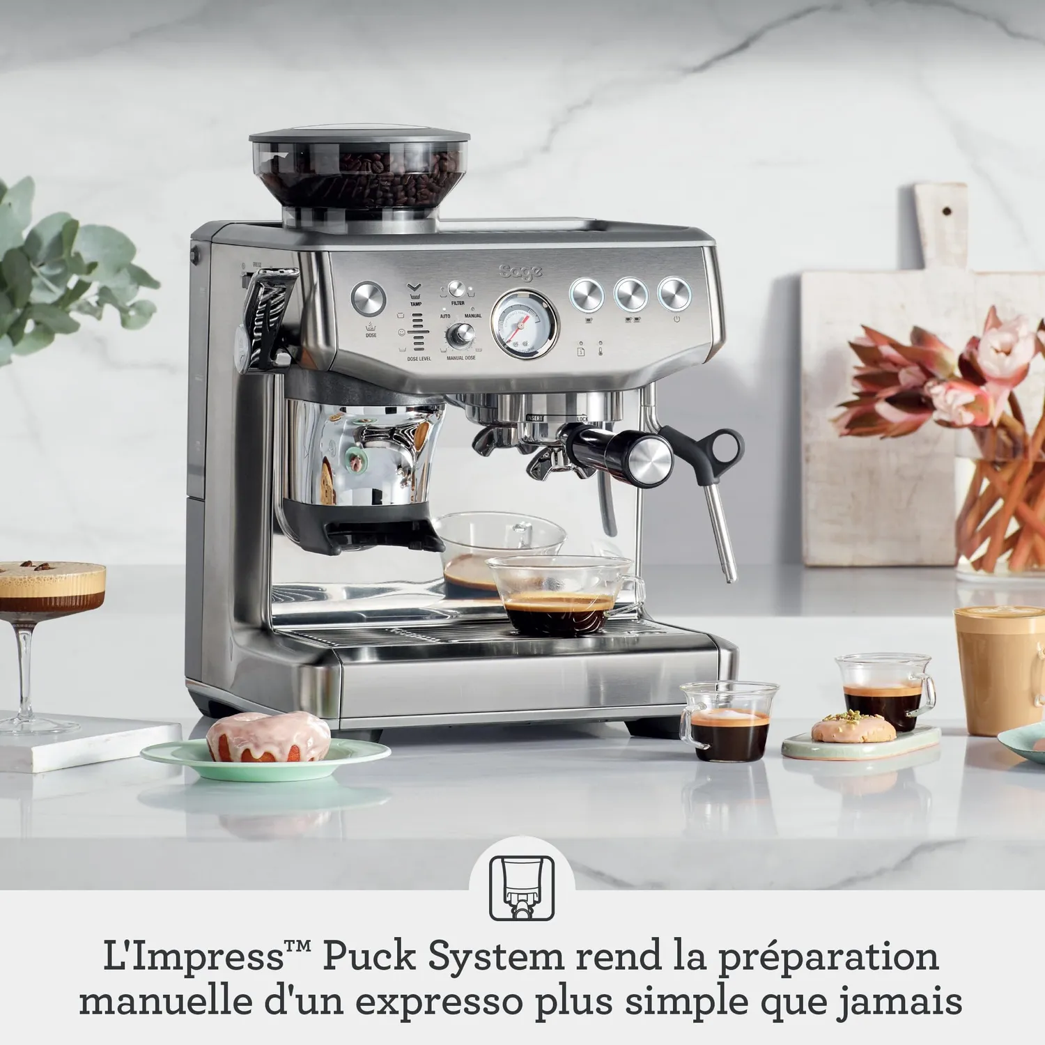 Sage Barista Express Impress machine espresso inox brosse