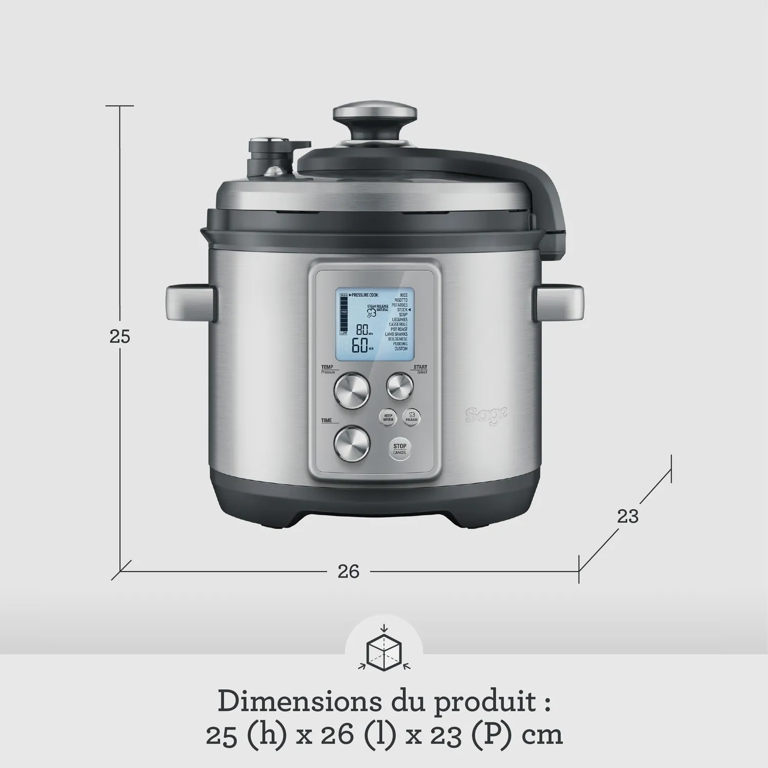 Sage Fast Slow Go Pro multicuiseur Slow Pro inox pression