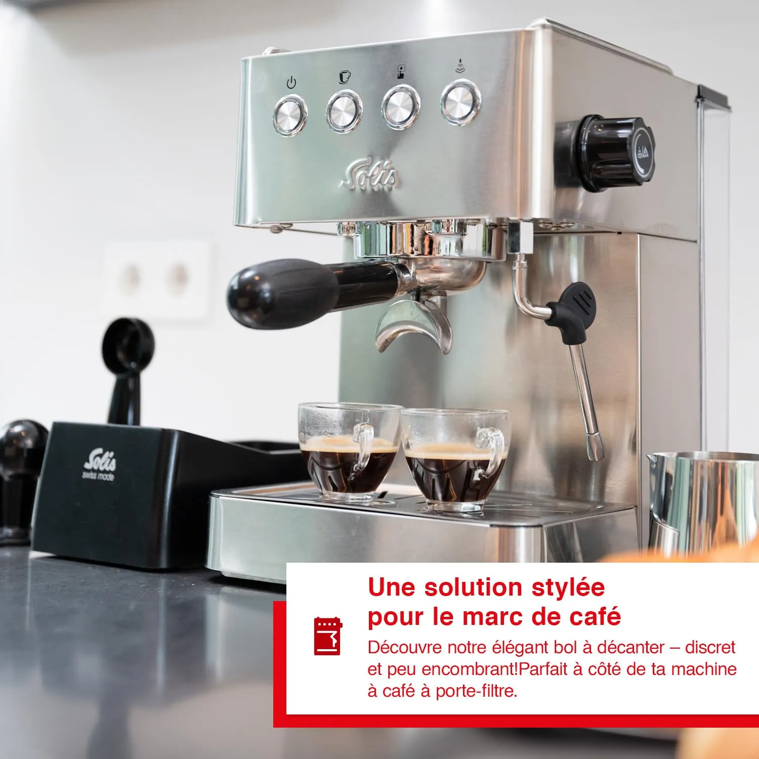 Solis Knock Box Bac à Marc Café Noir 0,8 L Antichoc