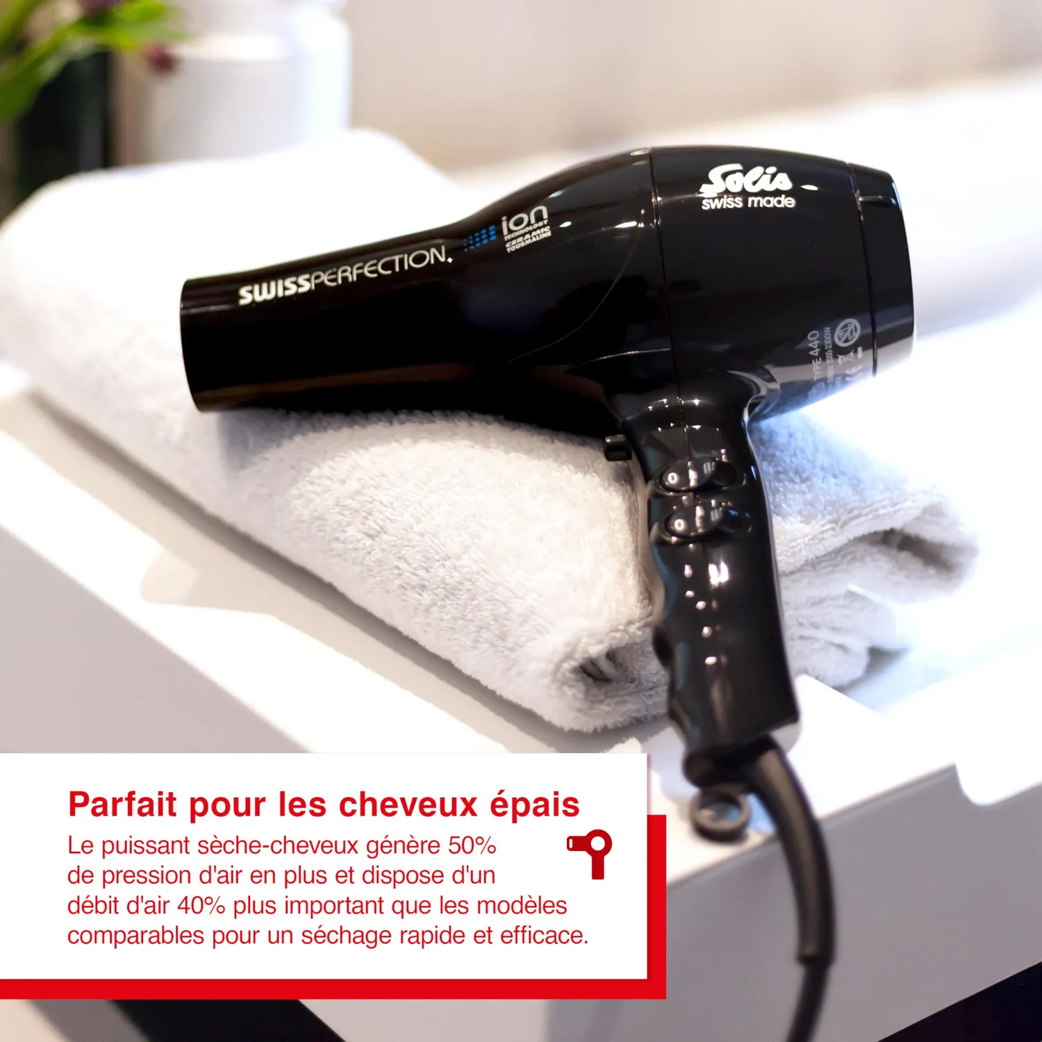 Solis Swiss Perfection Type 440 seche-cheveux noir 2300 W