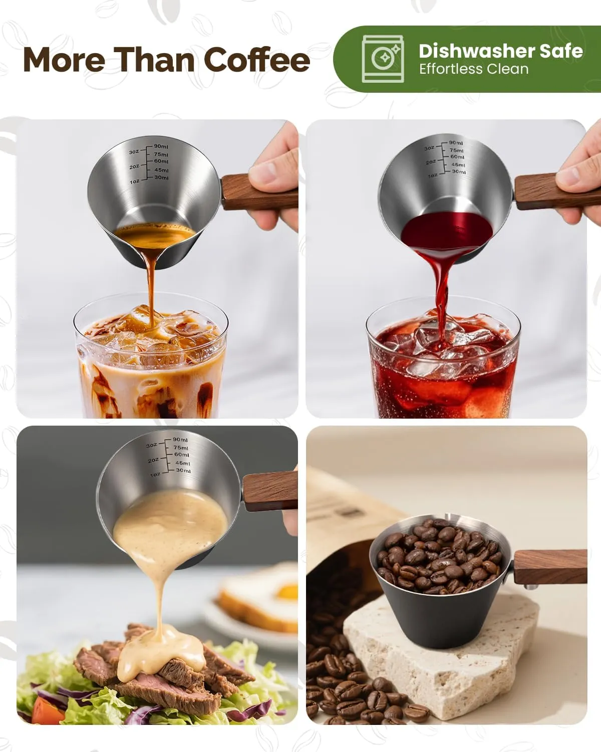 Maestri House tasse doseuse espresso inox noir 90ml noyer