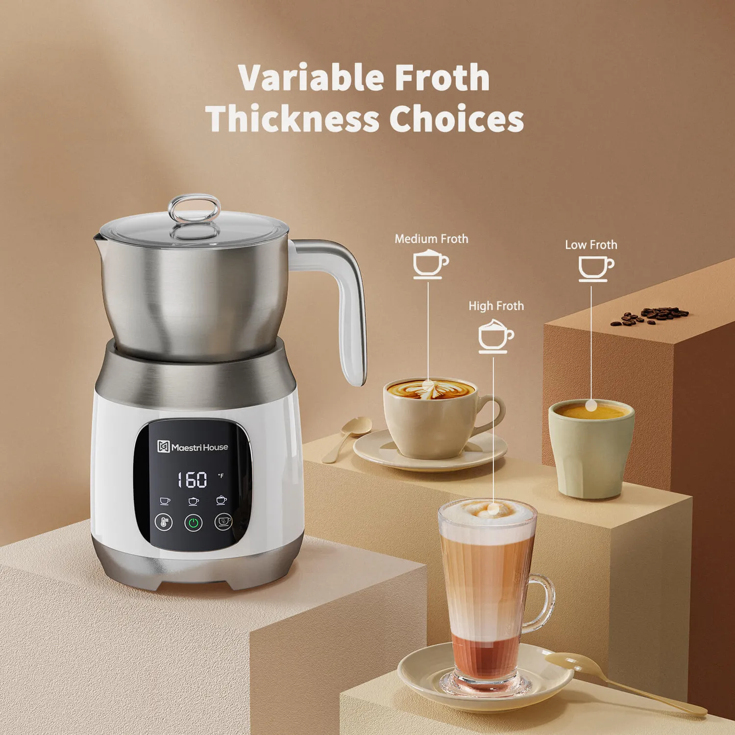 Maestri House DualFro 600 mousseur lait 600 ml inox