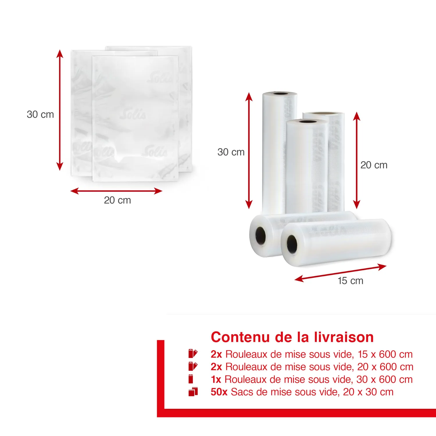 Solis Sacs sous vide 5 rouleaux + 50 sacs sans BPA