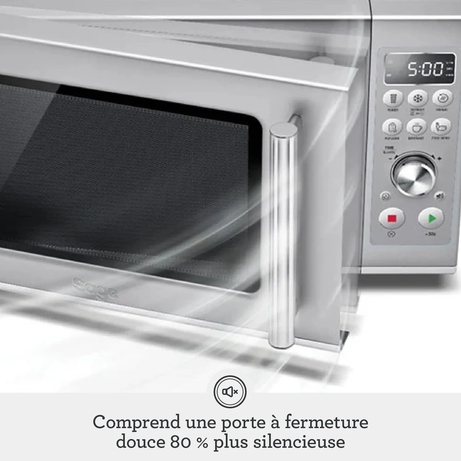 Sage Compact Wave Soft Close micro-ondes 25 L argent silencieux