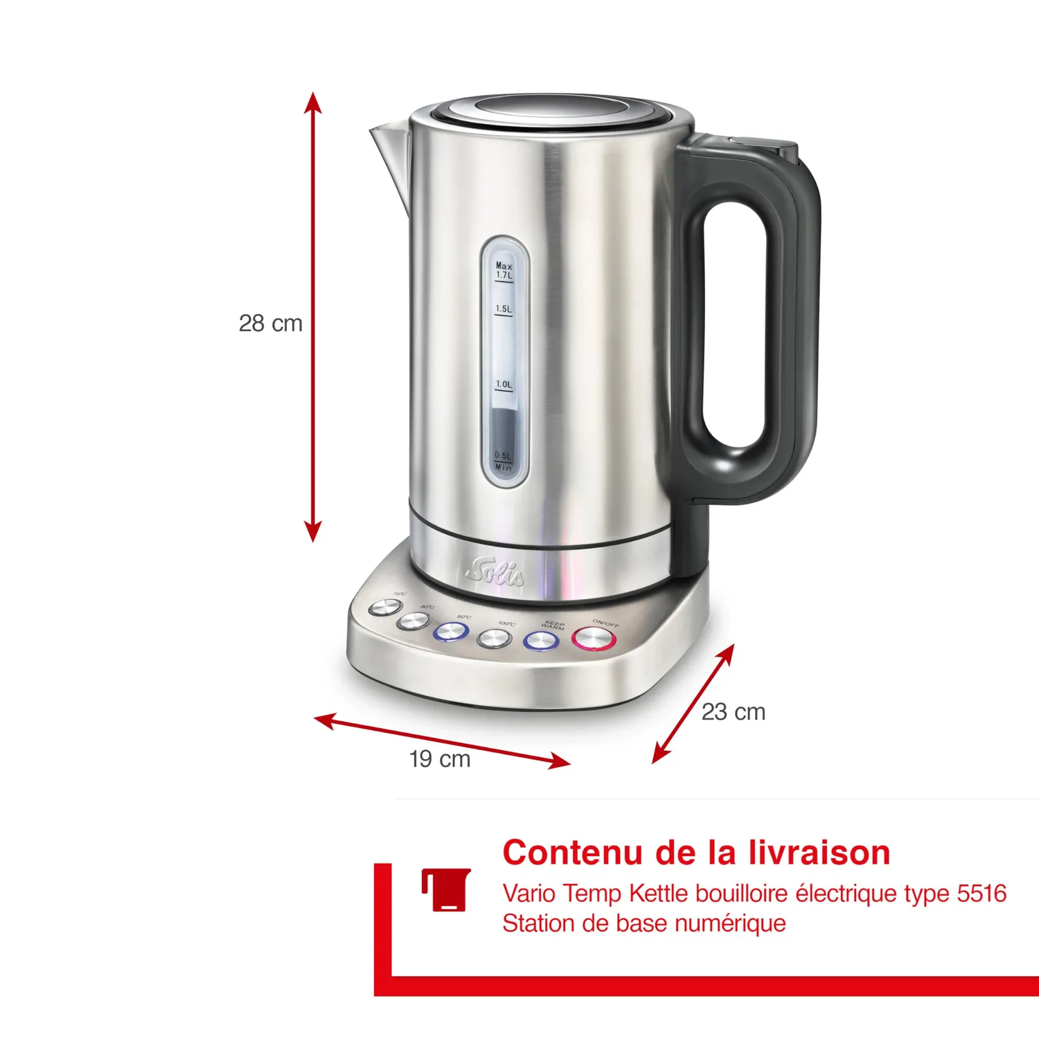 Solis Vario Temp 5516 bouilloire 1,7 L 70-100°C