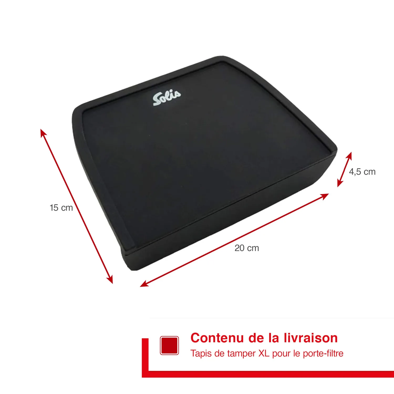 Solis Tapis de Tamping tapis de tassage silicone noir 20 cm