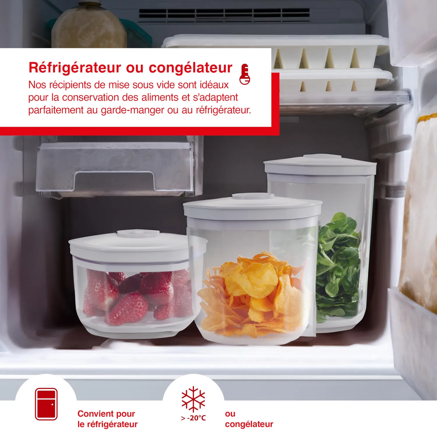 Solis 922.78 boîtes sous vide lot 3 blanc réfrigérateur
