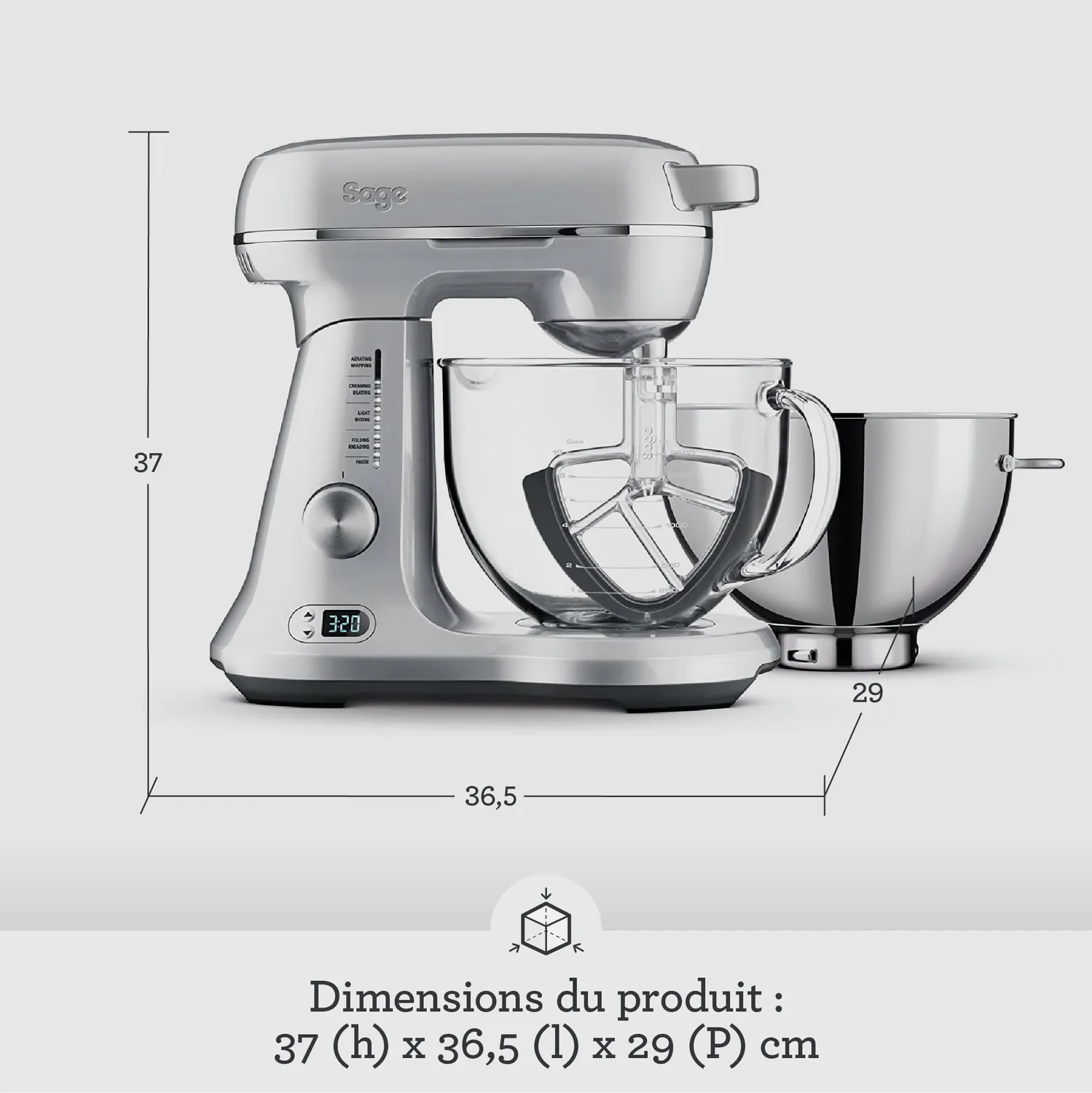 Sage Bakery Boss robot pétrisseur Aluminium Brossé 4,7 L