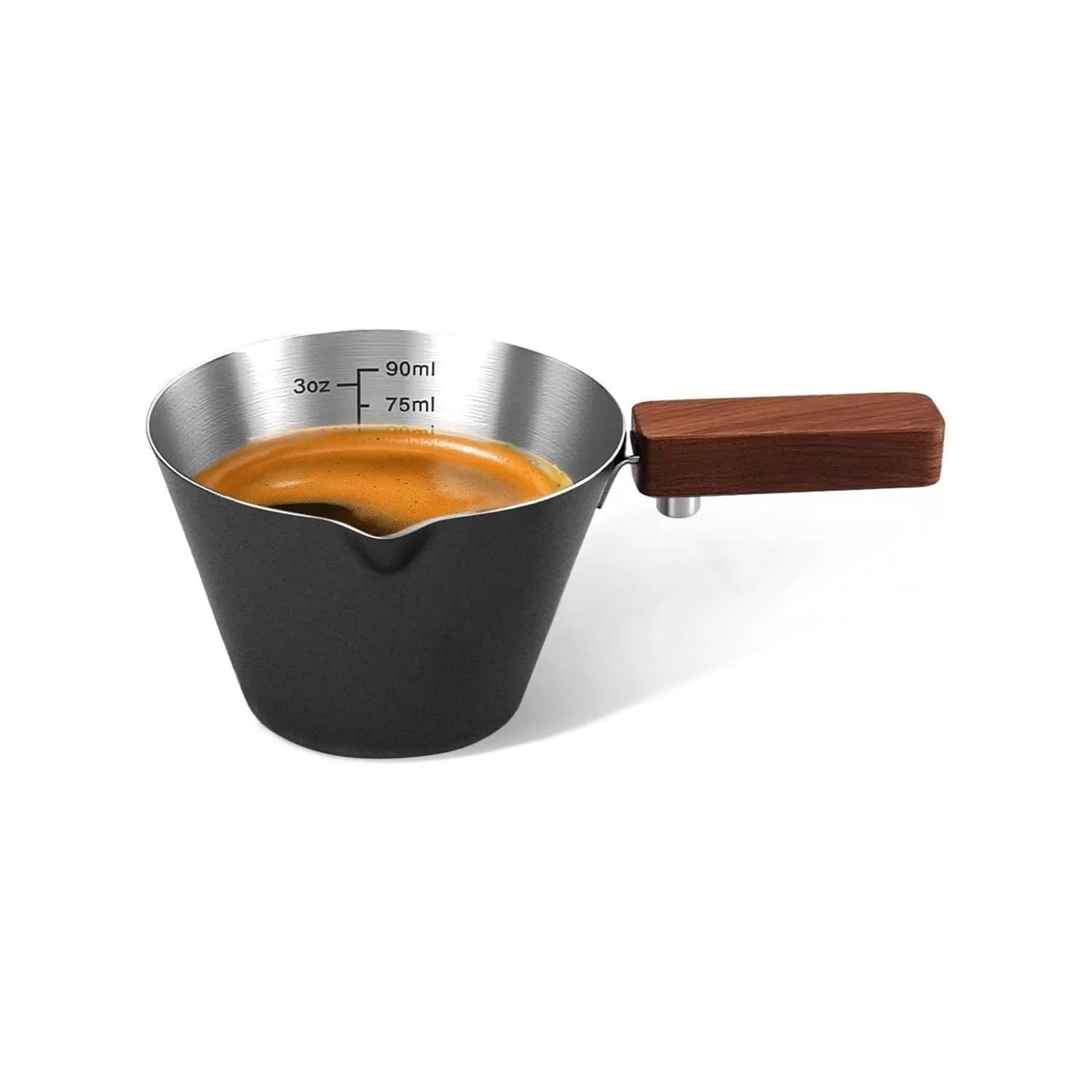 Maestri House tasse doseuse espresso inox noir 90ml noyer