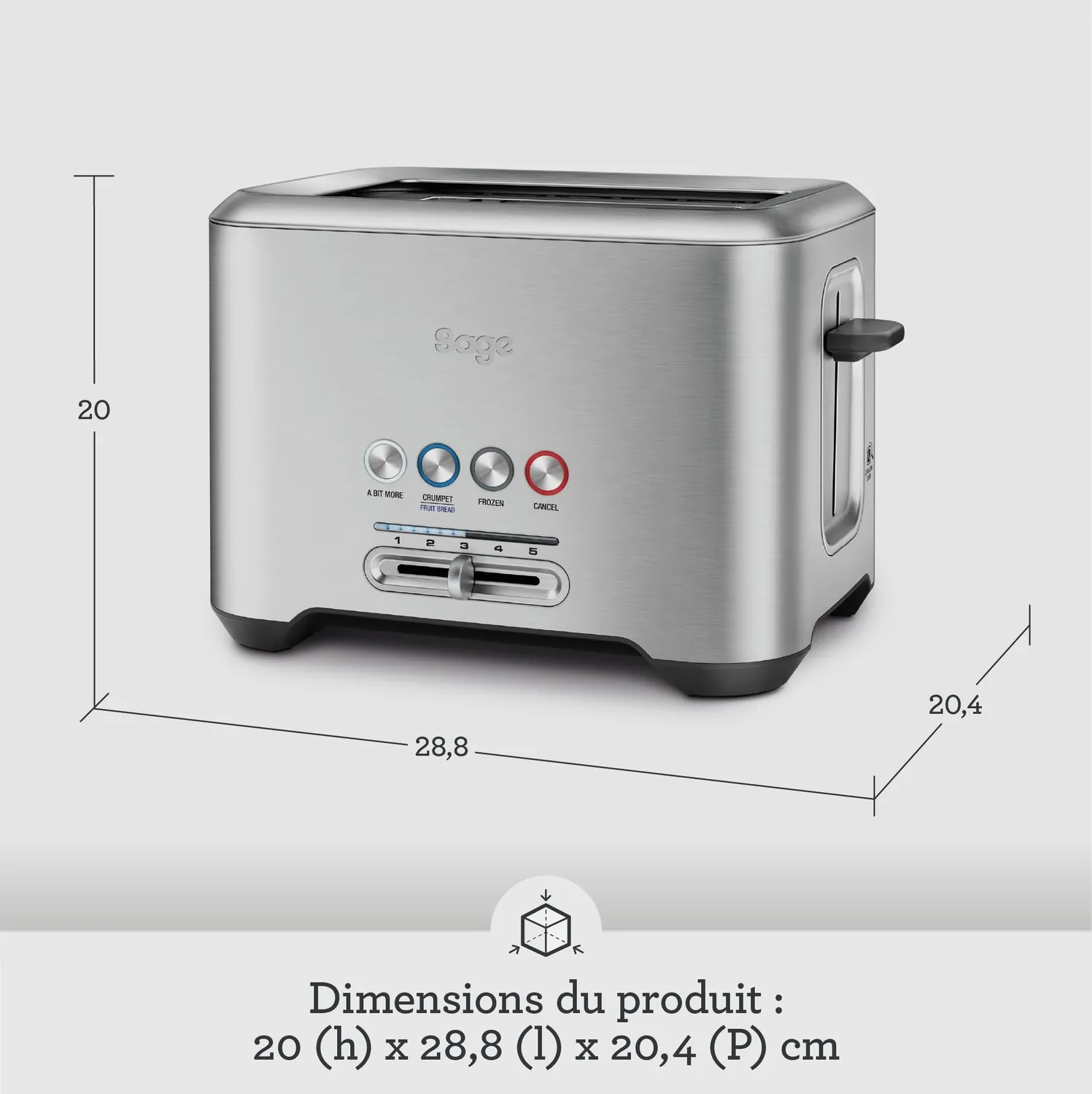 Sage A Bit More grille-pain 2 tranches inox brossé