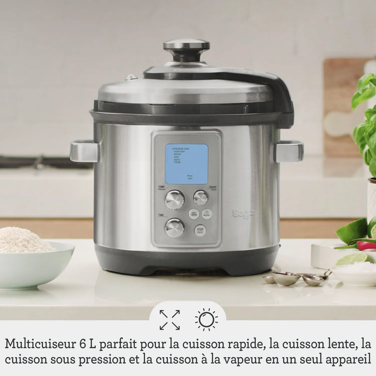 Sage Fast Slow Go Pro multicuiseur Slow Pro inox pression