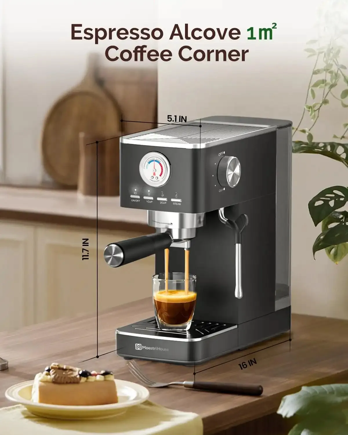 Maestri House Lab MHCM01 machine espresso noire 20 bars
