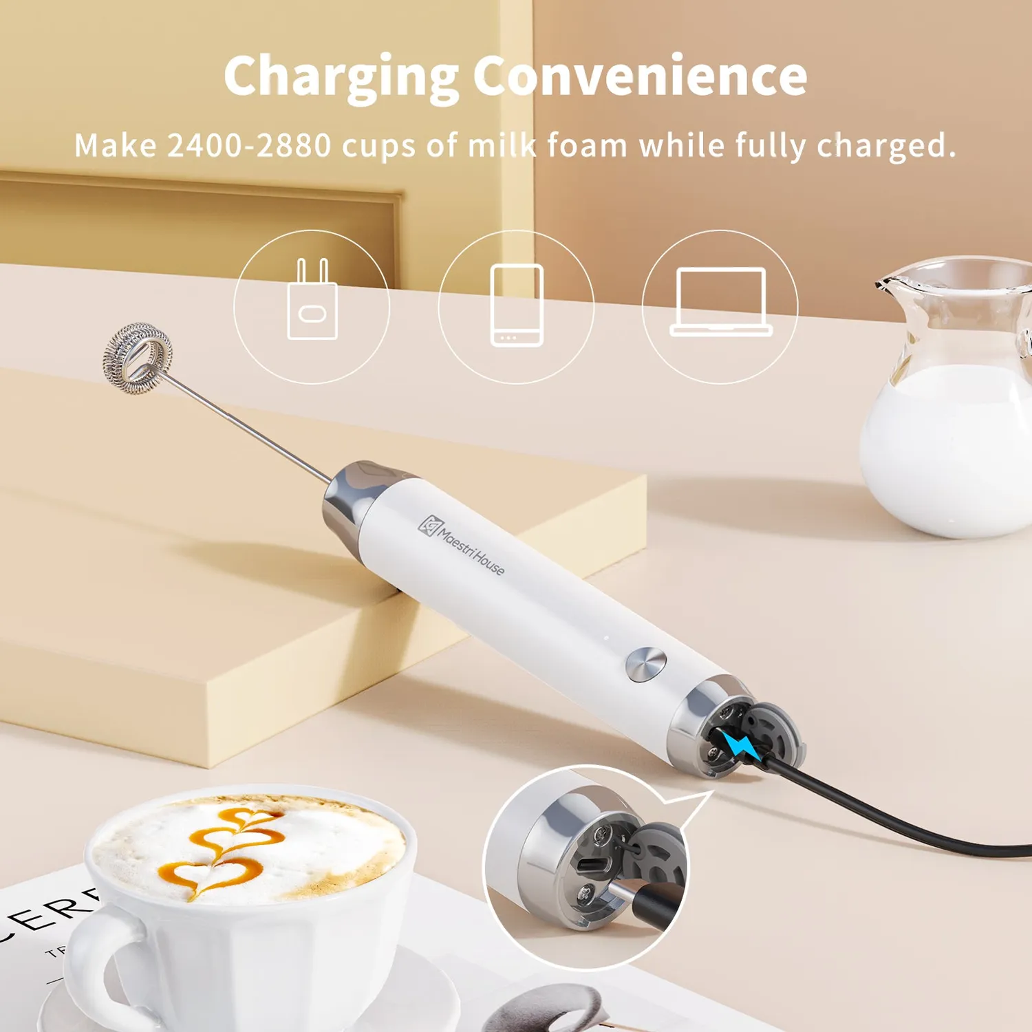 Maestri House LunaFro mousseur lait électrique USB-C