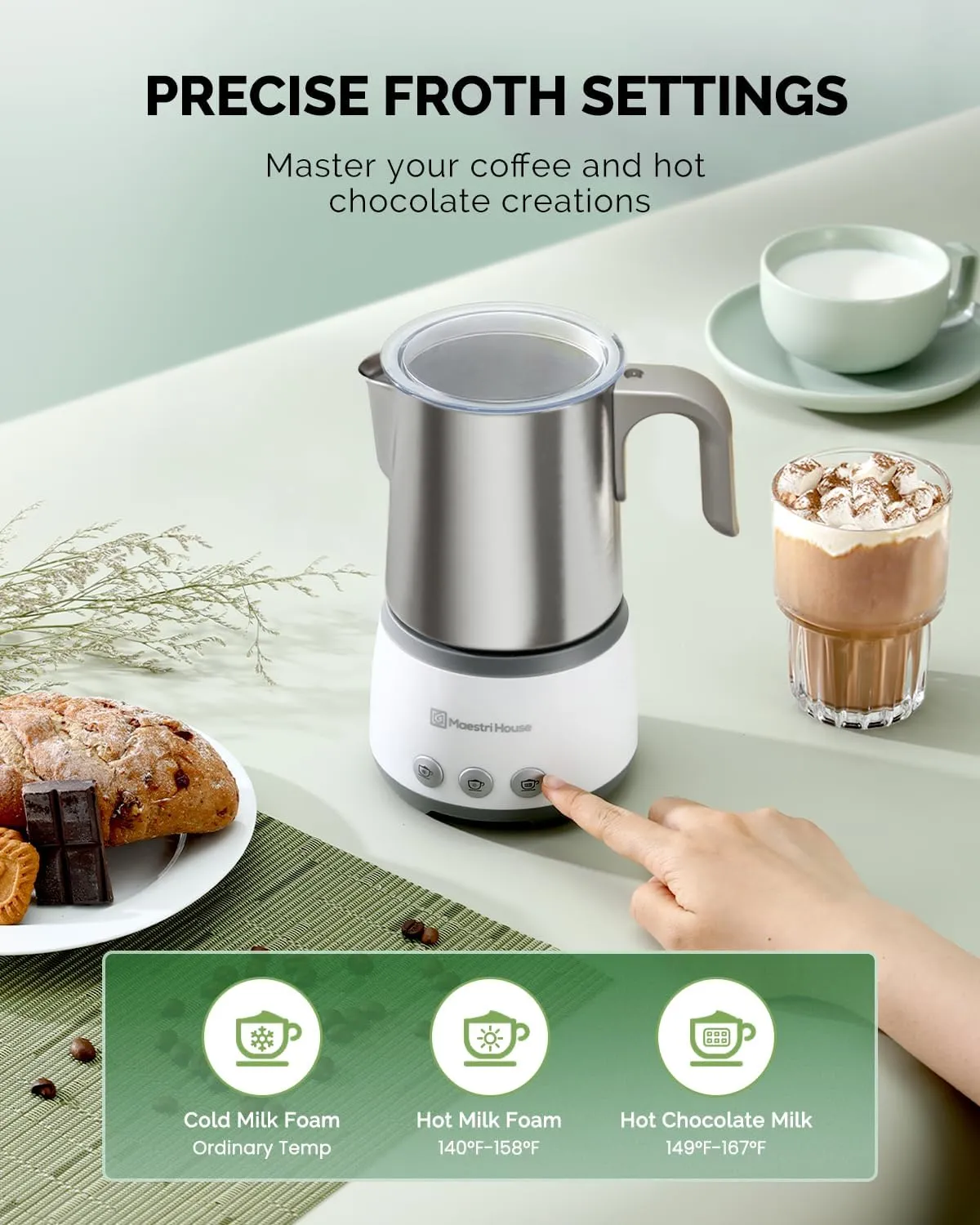 Maestri House BasicFro 500 mousseur à lait électrique 4-en-1