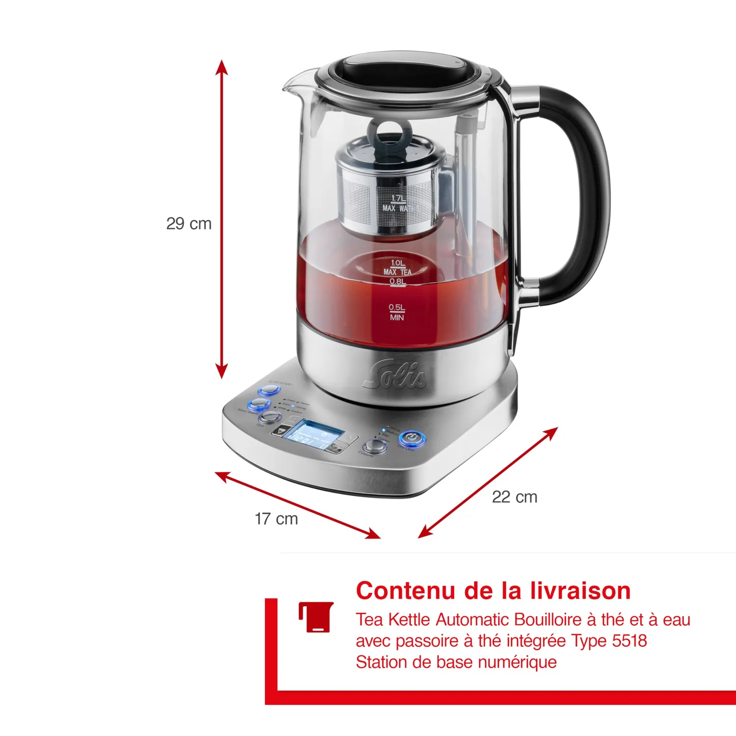 Solis 5518 bouilloire théière 1,7 L minuterie