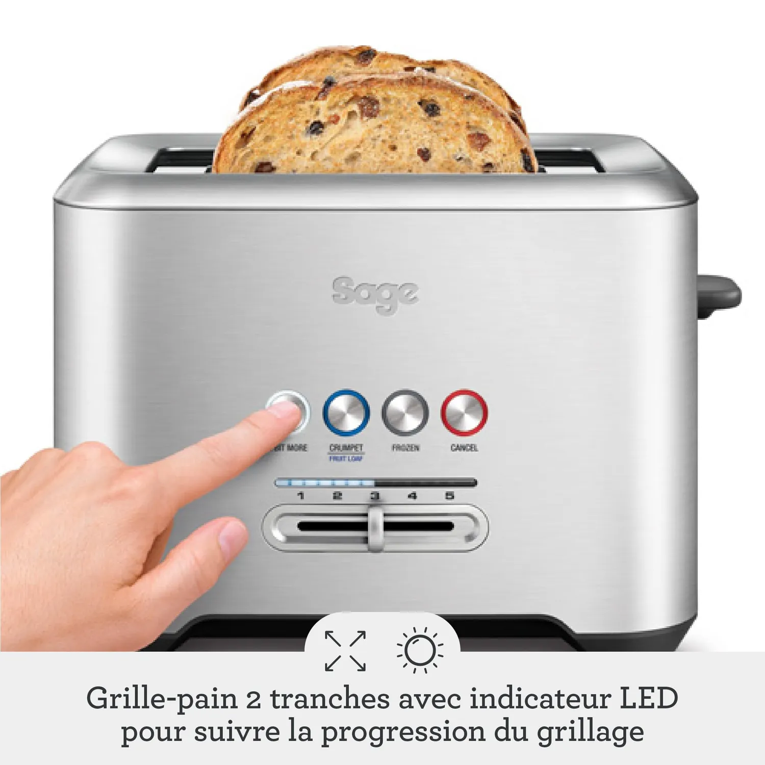 Sage A Bit More grille-pain 2 tranches inox brossé