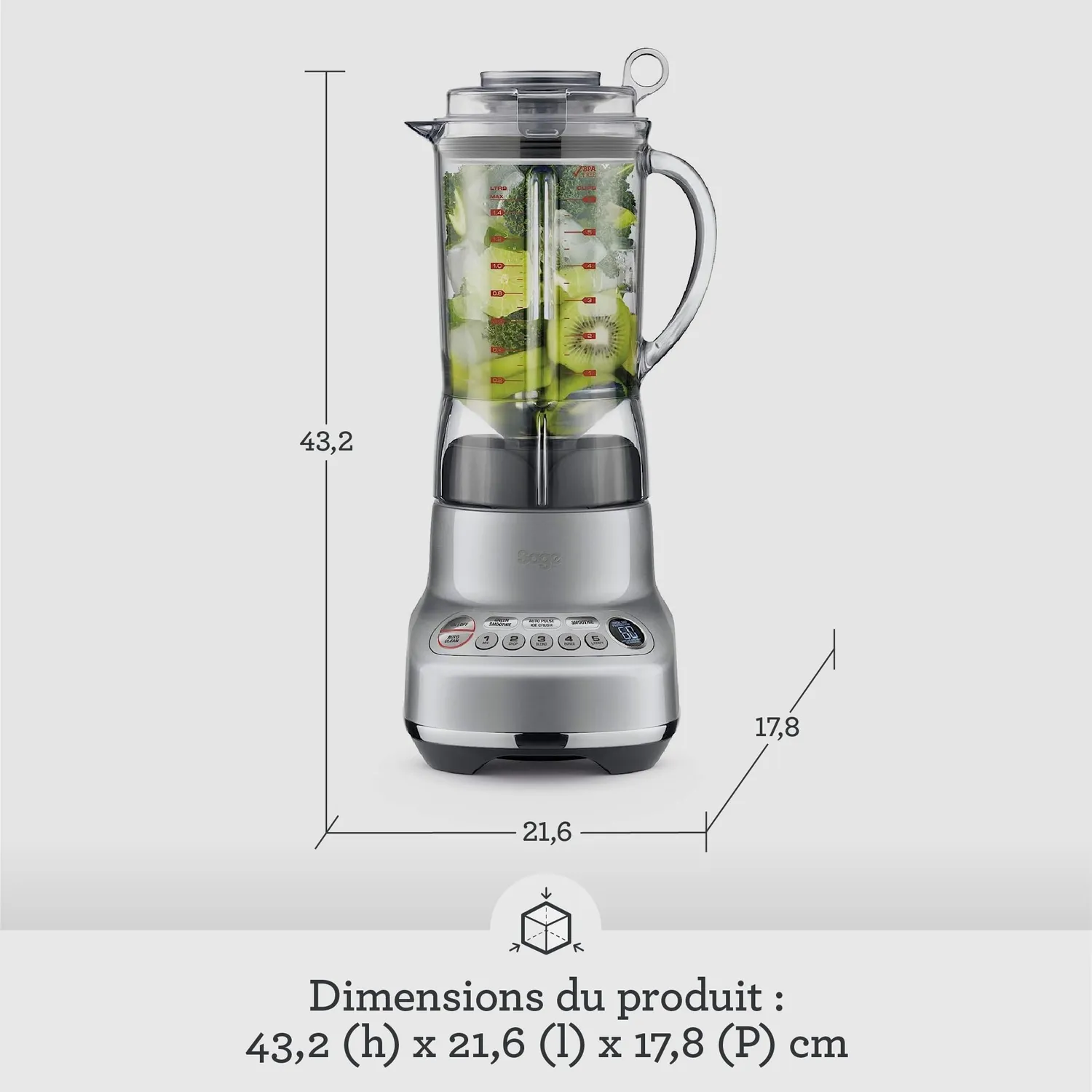 Sage Fresh & Furious blender argent 1,8 L Kinetix