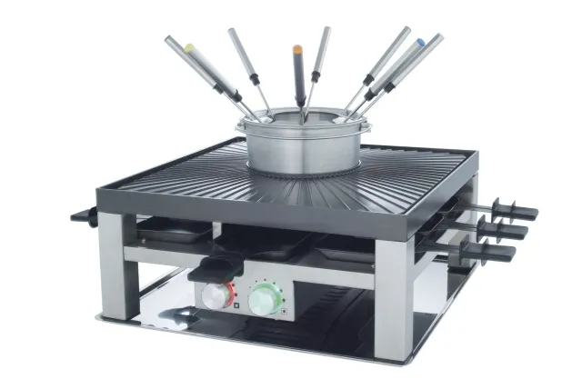 Solis Combi Grill 3 en 1 raclette fondue grill inox 8 pers