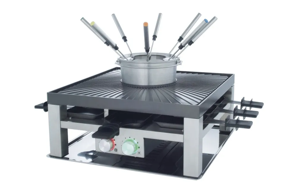 Solis Combi Grill 3 en 1 raclette fondue grill inox 8 pers
